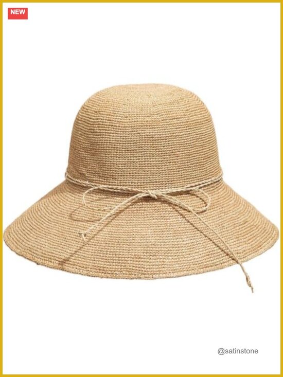 Handwoven Raffia Straw Bucket Hat Foldable Sun Hat Wide Brim Summer Travel Cap